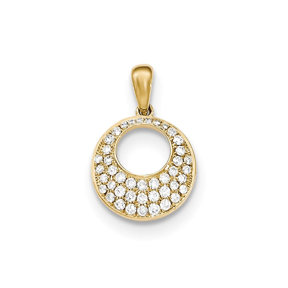 14K PavÃƒÂ© Diamond Round Pendant