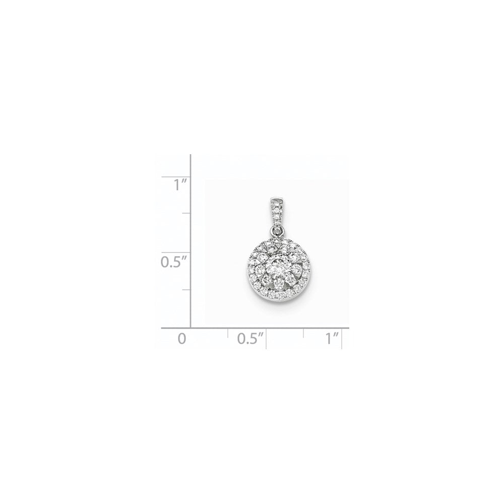 14k White Gold Real Diamond Round Pendant