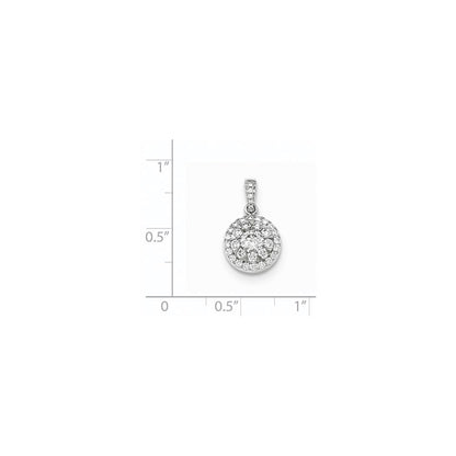14k White Gold Real Diamond Round Pendant