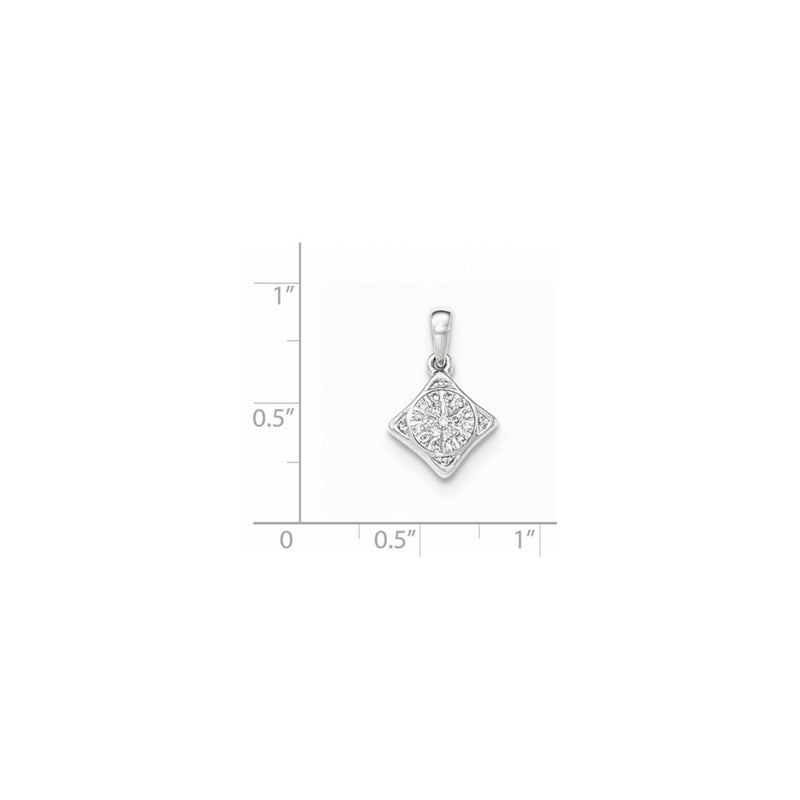 14k White Gold Real Diamond Square Pendant