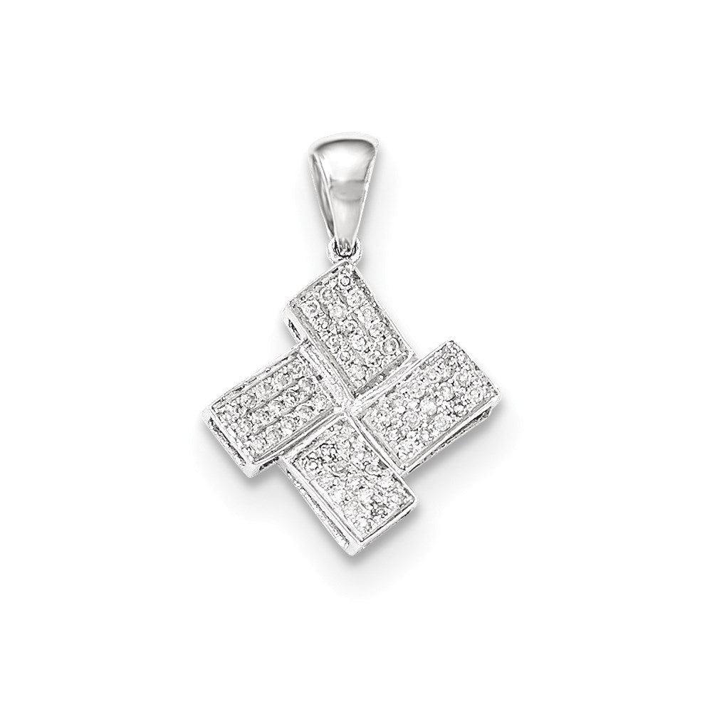 14K White Gold PavÃ¢â‚¬Å¡ Real Diamond Squares Pendant
