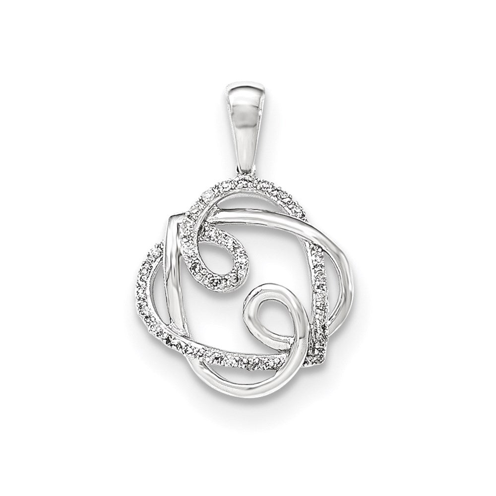 14k White Gold Polished Real Diamond Pendant