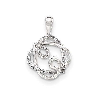14k White Gold Polished Real Diamond Pendant