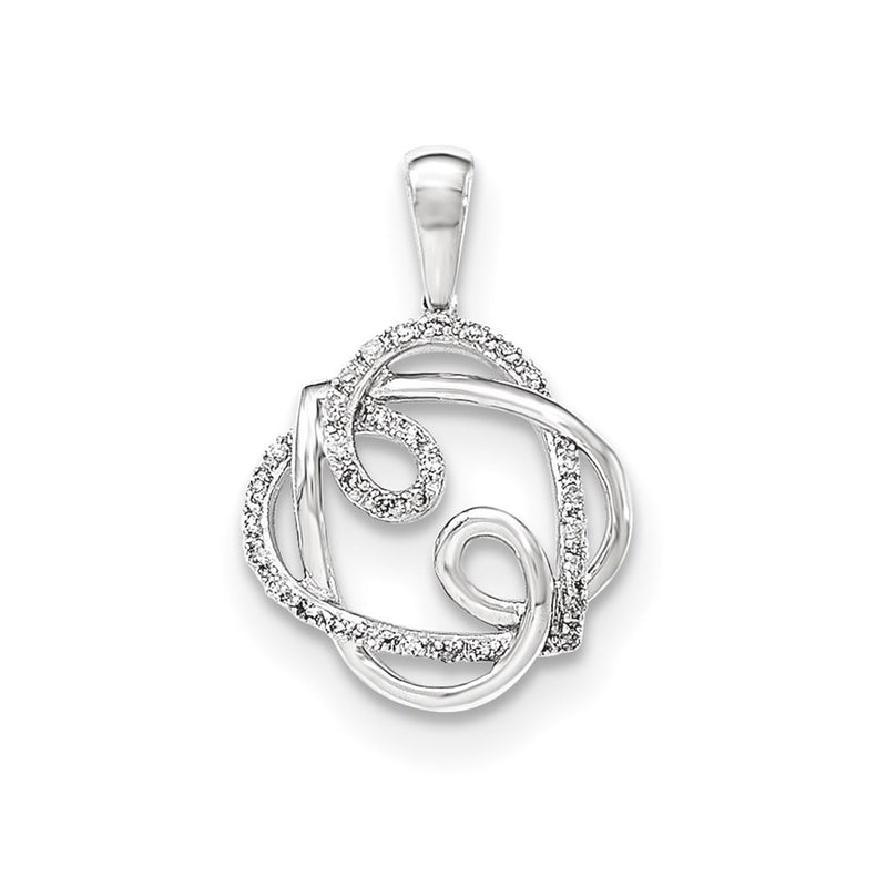 14k White Gold Polished Real Diamond Pendant
