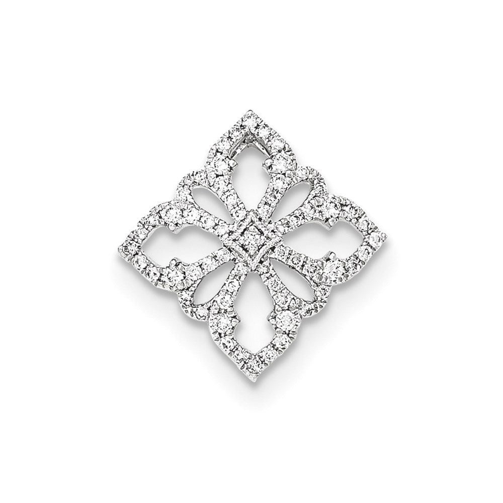 14K White GoldReal Diamond Openwork Chain Slide