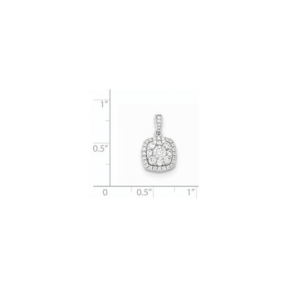 14k White Gold Real Diamond Square Pendant