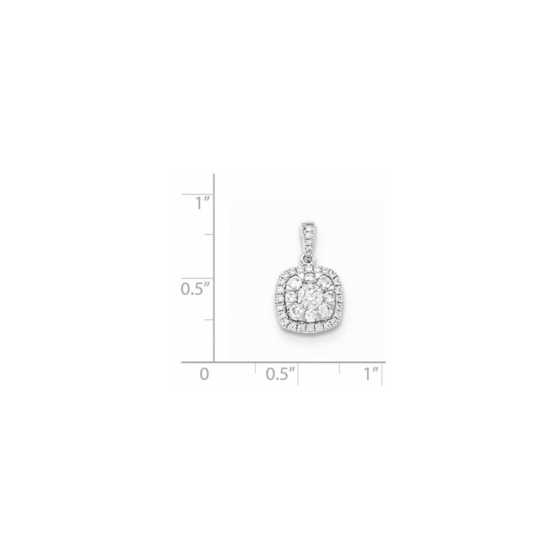 14k White Gold Real Diamond Square Pendant