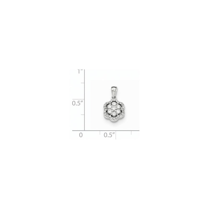 14K White Gold Real Diamond Flower Pendant