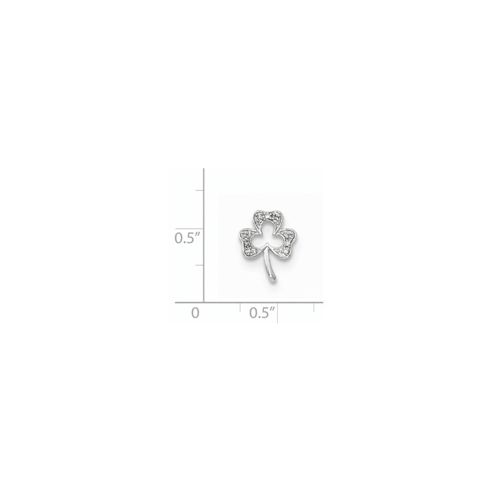 14k White Gold Real Diamond Clover Chain Slide