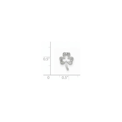 14k White Gold Real Diamond Clover Chain Slide