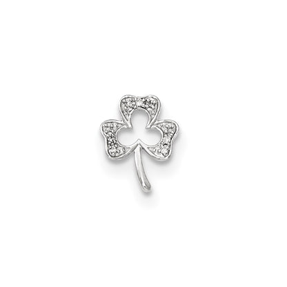 14k White Gold Real Diamond Clover Chain Slide
