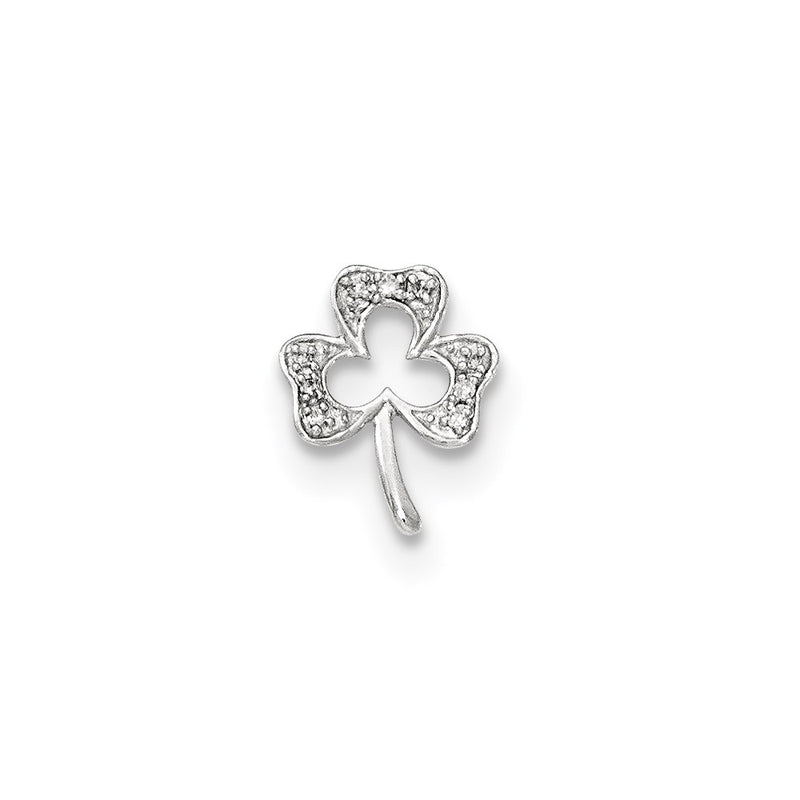 14k White Gold Real Diamond Clover Chain Slide