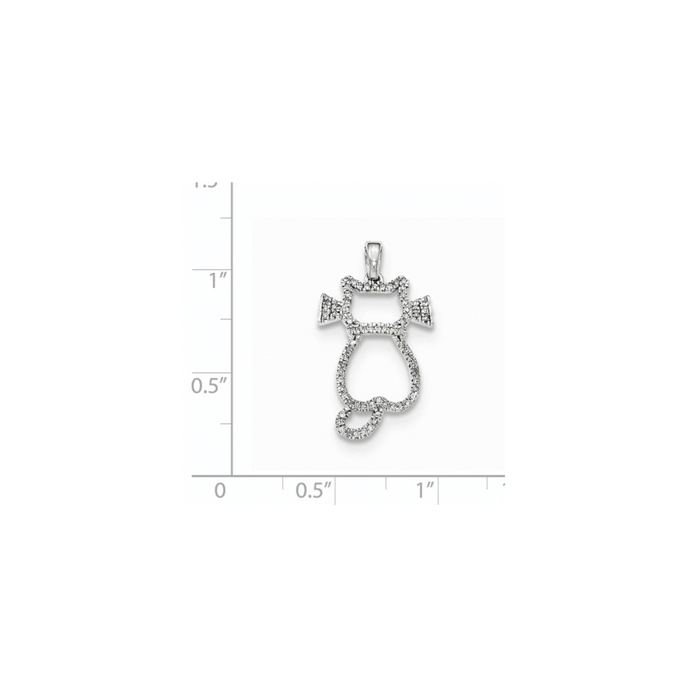 14k White Gold Real Diamond Cat Pendant