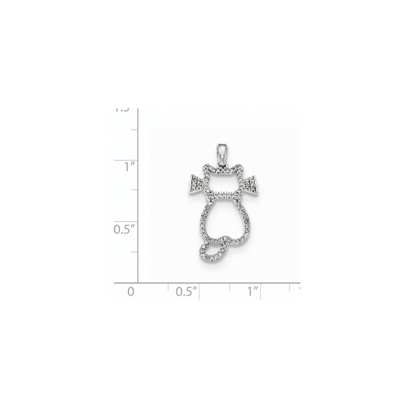 14k White Gold Real Diamond Cat Pendant