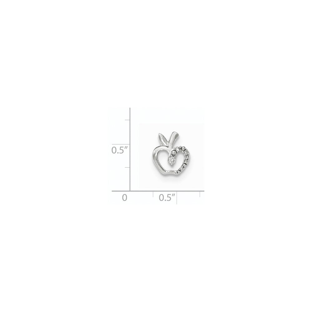 14k White Gold Real Diamond Apple Chain Slide