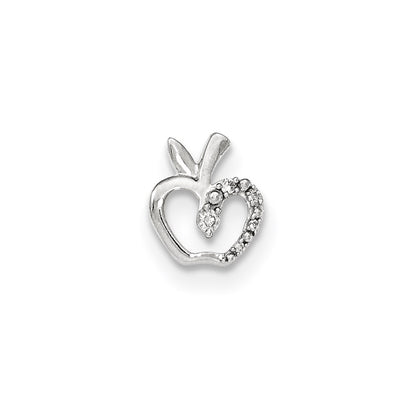 14k White Gold Real Diamond Apple Chain Slide