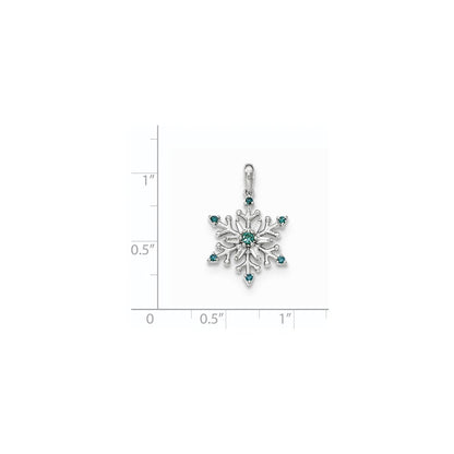 14k White Gold Blue & White Diamond Snowflake Pendant
