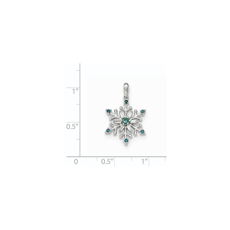14k White Gold Blue & White Diamond Snowflake Pendant