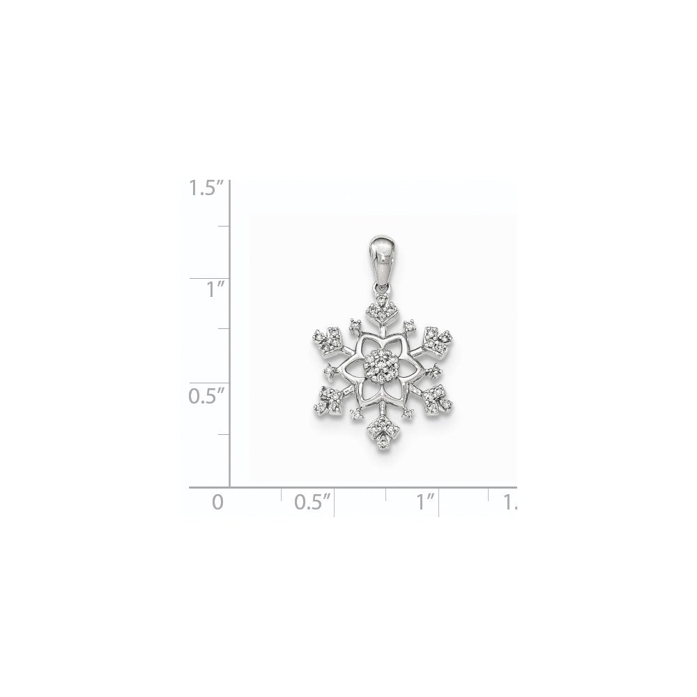 14k White Gold Diamond Snowflake Pendant