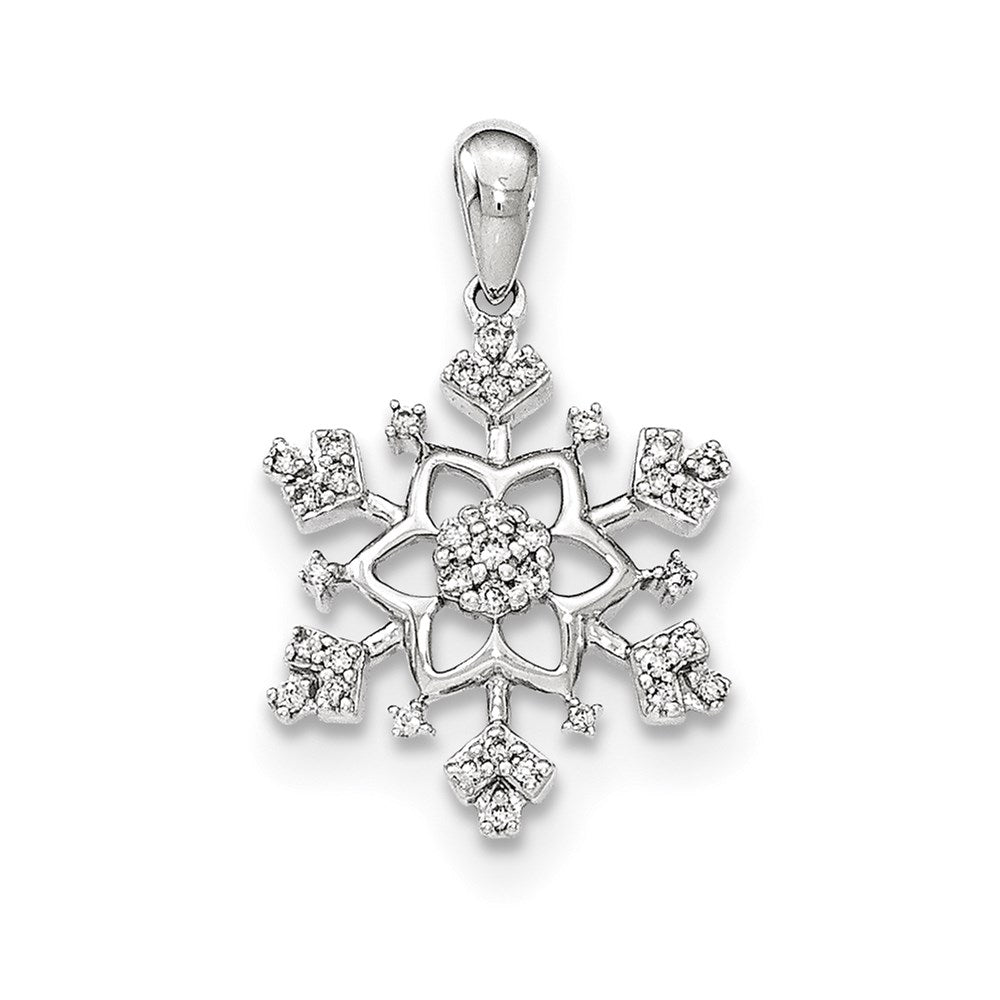 14k White Gold Diamond Snowflake Pendant