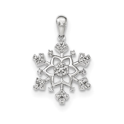 14k White Gold Diamond Snowflake Pendant