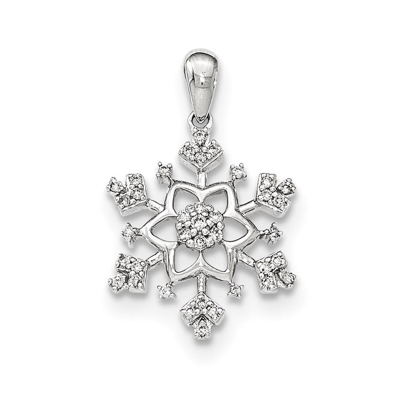14k White Gold Diamond Snowflake Pendant