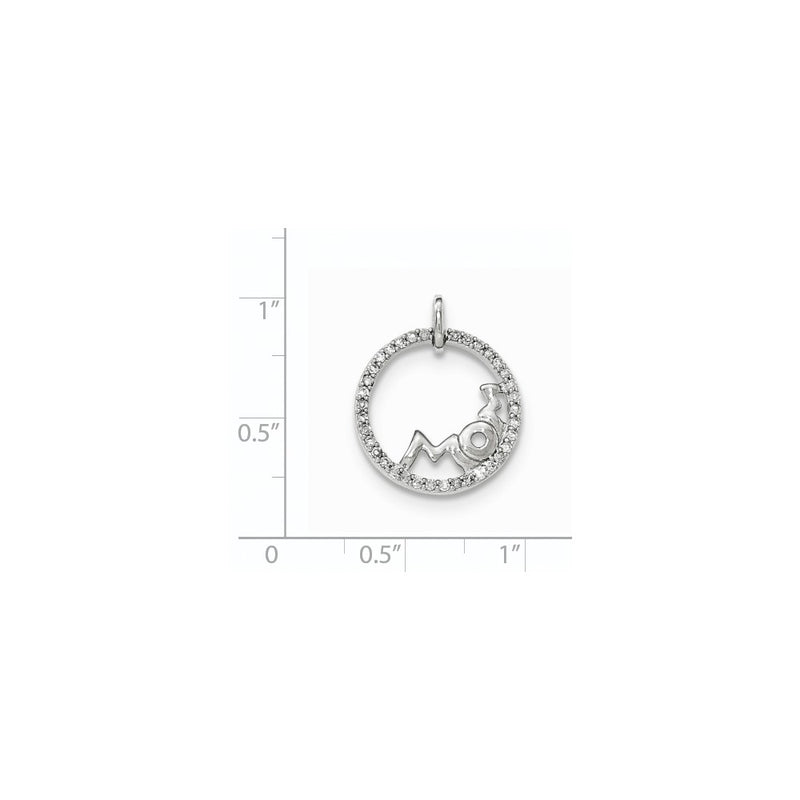 14k White Gold Real Diamond Mom Round Pendant