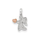 14k White & Rose Gold Real Diamond Angel with Heart Pendant