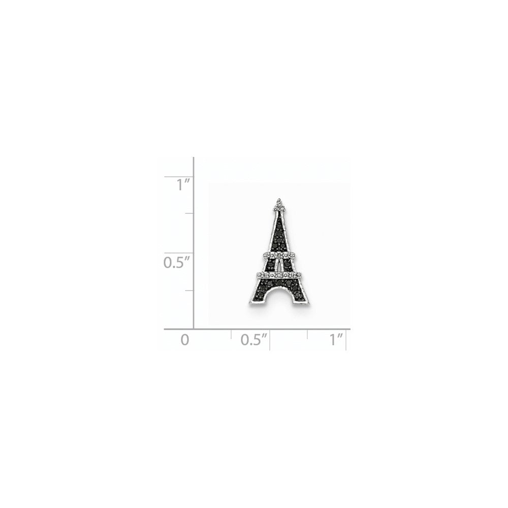 14kt White Gold Real Diamond/Black Real Diamond Eiffel Tower Chain Slide Chain Slide
