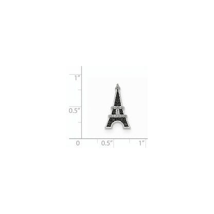 14kt White Gold Real Diamond/Black Real Diamond Eiffel Tower Chain Slide Chain Slide