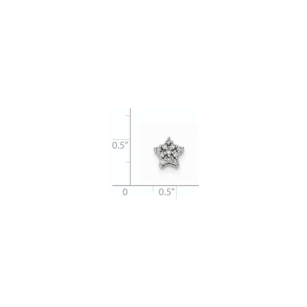 14K White Gold Real Diamond Snowflake Slide Pendant