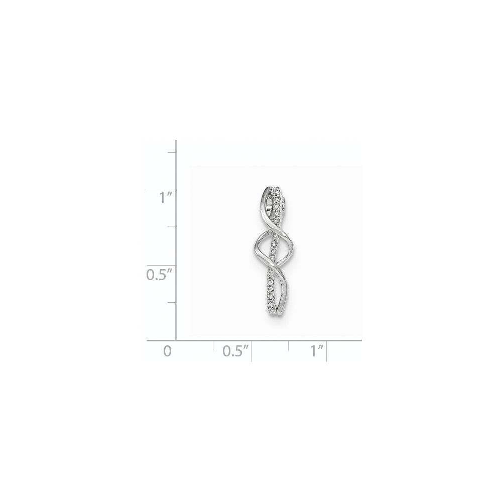 14K White Gold Polished Real Diamond Twist Chain Slide Pendant