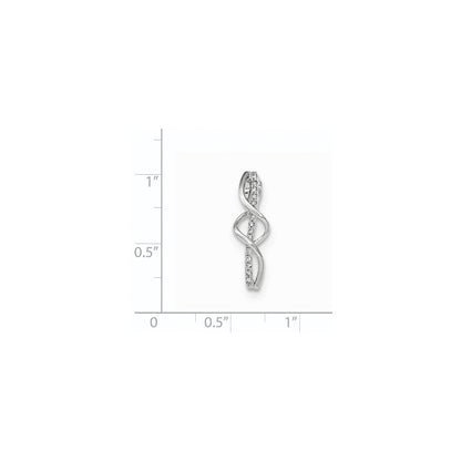14K White Gold Polished Real Diamond Twist Chain Slide Pendant
