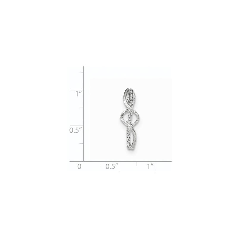 14K White Gold Polished Real Diamond Twist Chain Slide Pendant