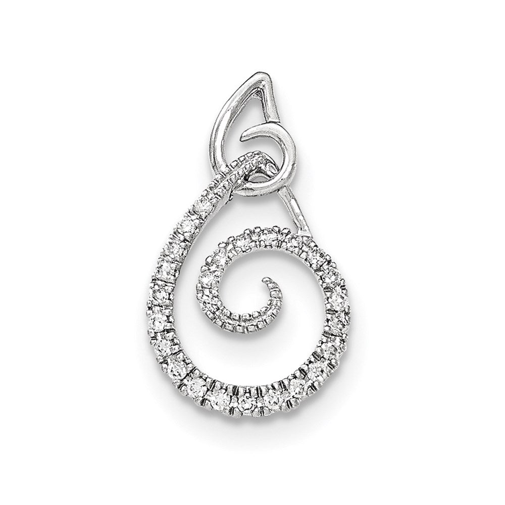 14K White GoldReal Diamond Swirl Chain Slide