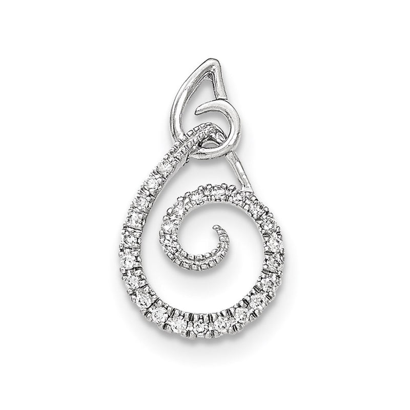 14K White GoldReal Diamond Swirl Chain Slide