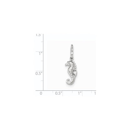 14k White Gold Real Diamond Seahorse Pendant