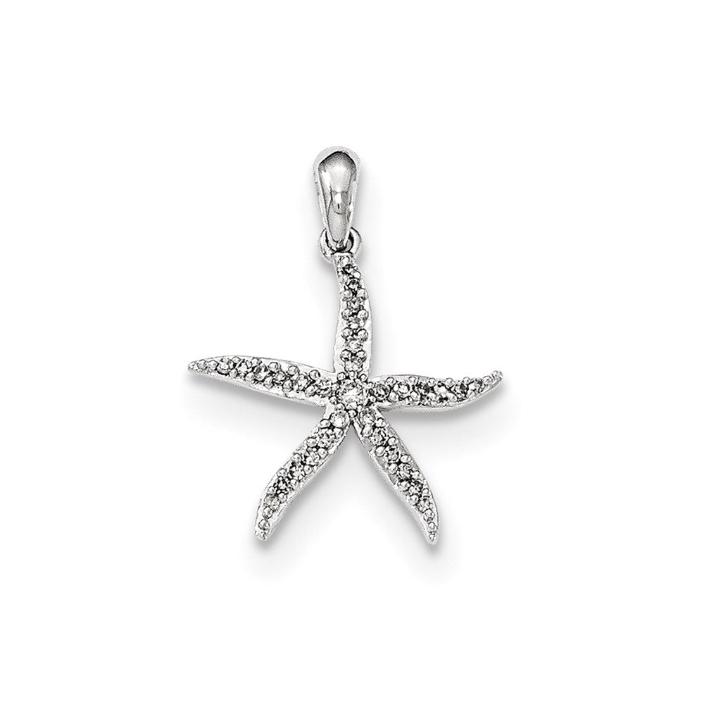 14K White Gold Polished Real Diamond Pendant