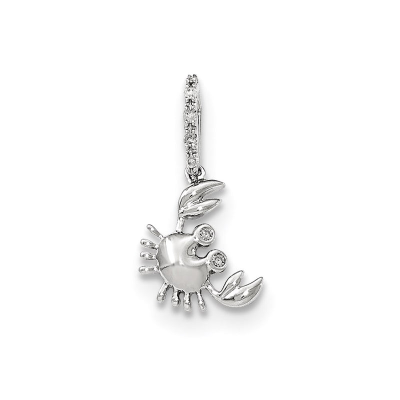 14k White Gold Real Diamond Crab Pendant