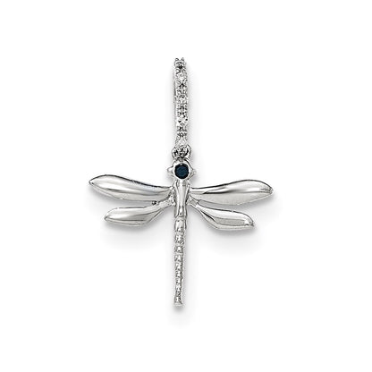 14k White Gold Blue & White Diamond Dragonfly Pendant