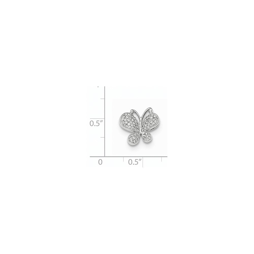 14k White Gold Real Diamond Butterfly Chain Slide