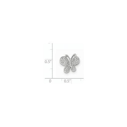 14k White Gold Real Diamond Butterfly Chain Slide