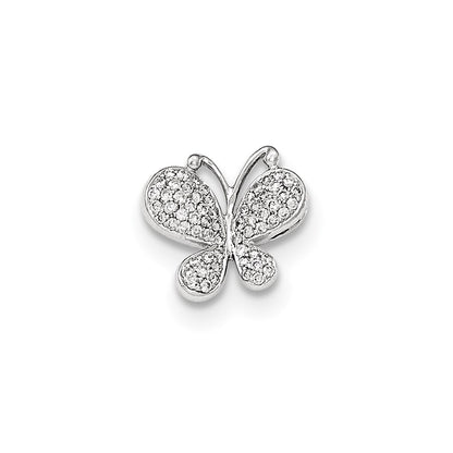 14k White Gold Real Diamond Butterfly Chain Slide