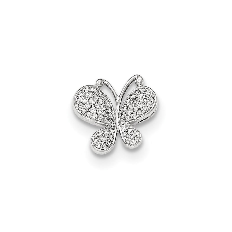 14k White Gold Real Diamond Butterfly Chain Slide