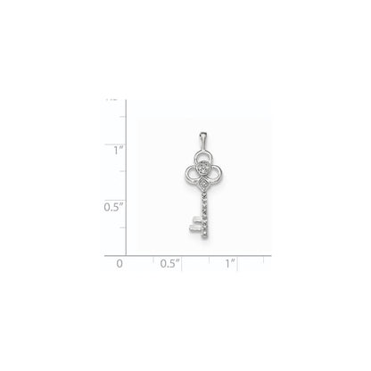 14k White Gold Real Diamond Club Key Pendant