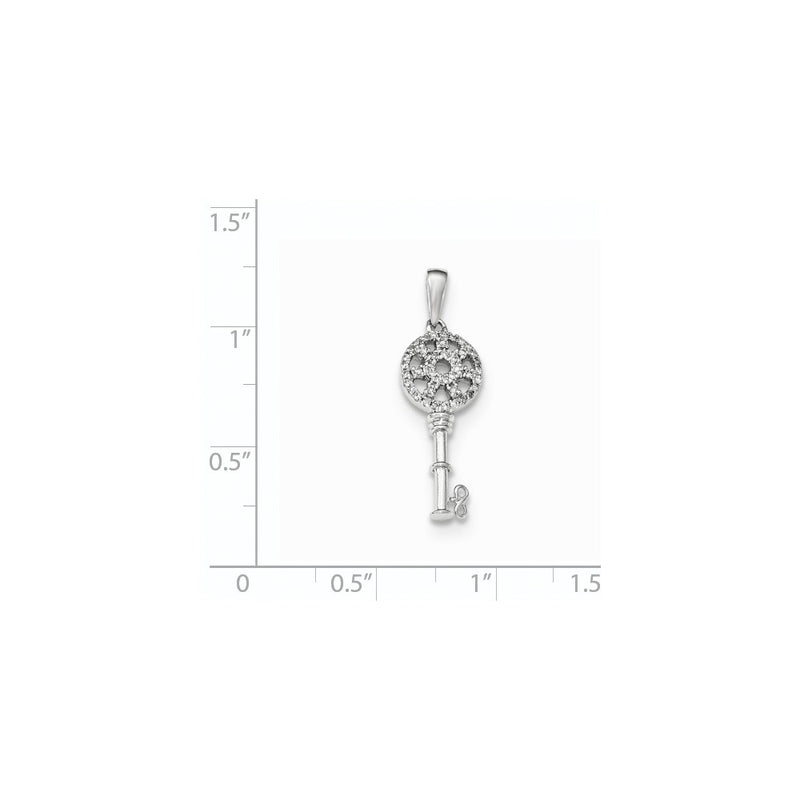 14K White Gold Polished Real Diamond Key Pendant