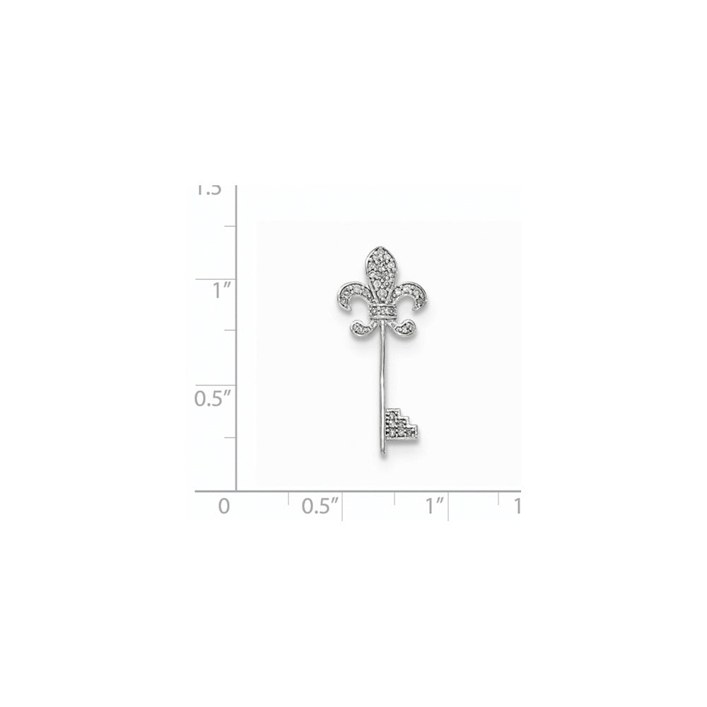 14k White Gold Real Diamond French Lily Key Chain Slide