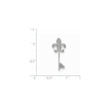 14k White Gold Real Diamond French Lily Key Chain Slide