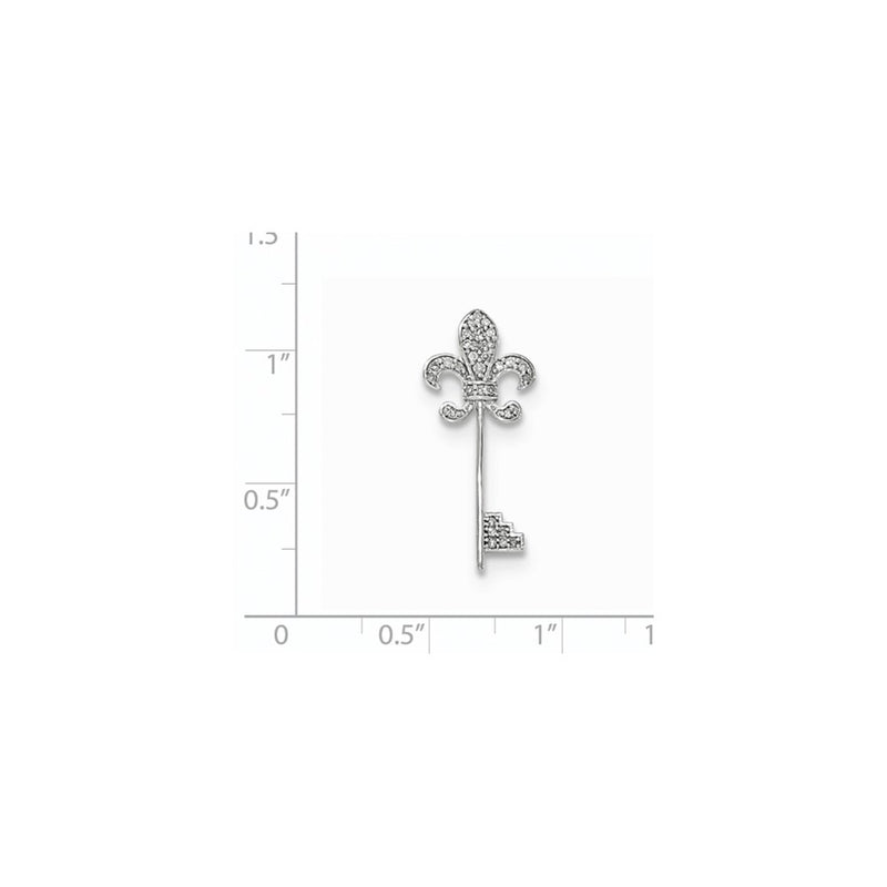 14k White Gold Real Diamond French Lily Key Chain Slide