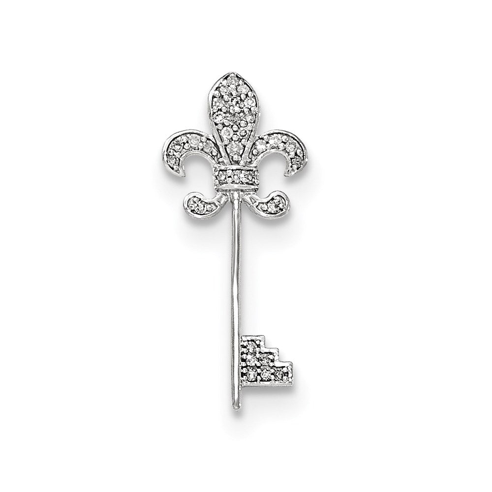 14k White Gold Real Diamond French Lily Key Chain Slide
